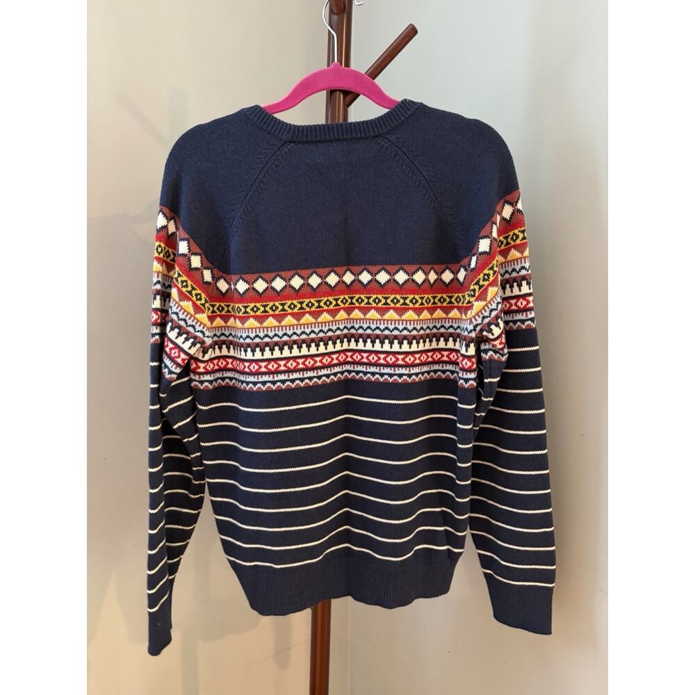 Ll Bean Cotton Blend Navy Striped Sweater - Picture 4 of 4